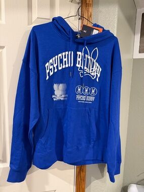 NWT Psycho Bunny Men's Bright Royal Blue Logo Crewneck Hoodie & Sweats